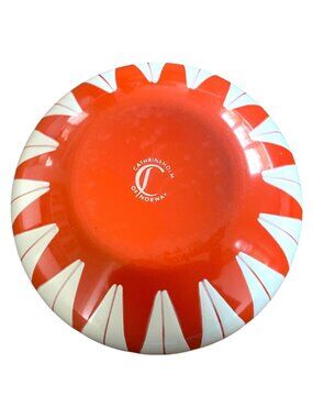 Catherineholm White Lotus on Orange Large Bowl Enamelware Norway 9.5" Wide
